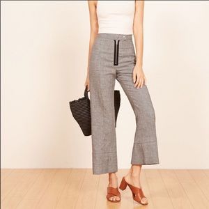 Reformation Dunne Linen Checkered Pant size 4